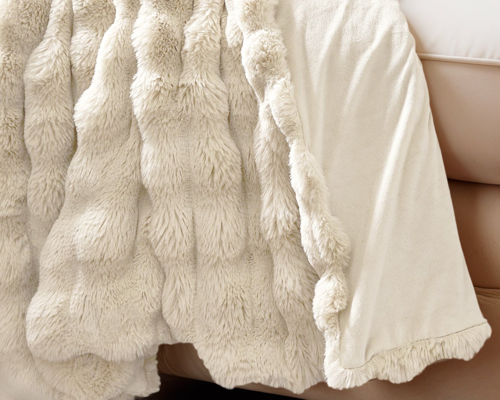 Pom teddy plaid Beige