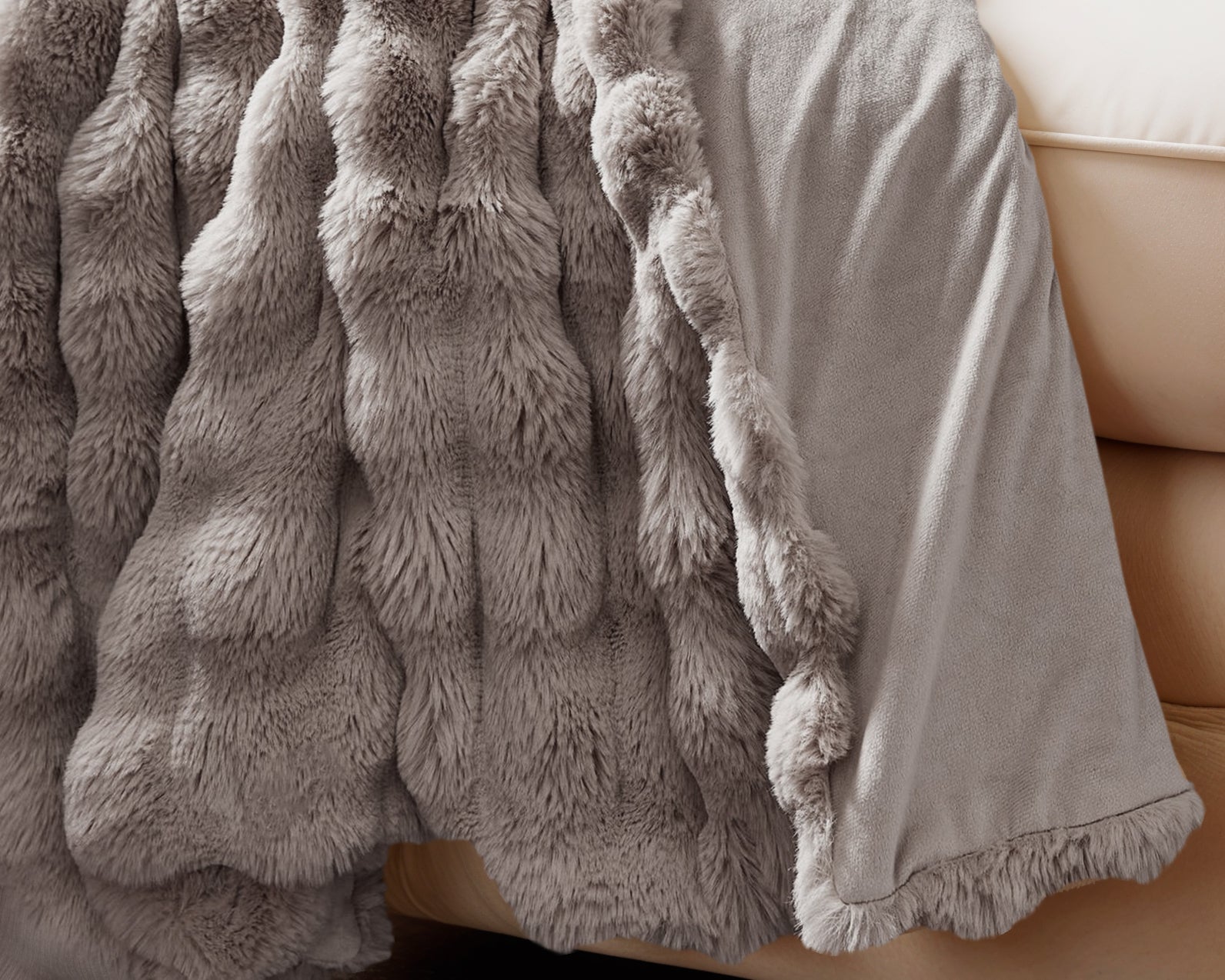 Pom teddy plaid Taupe/Rose