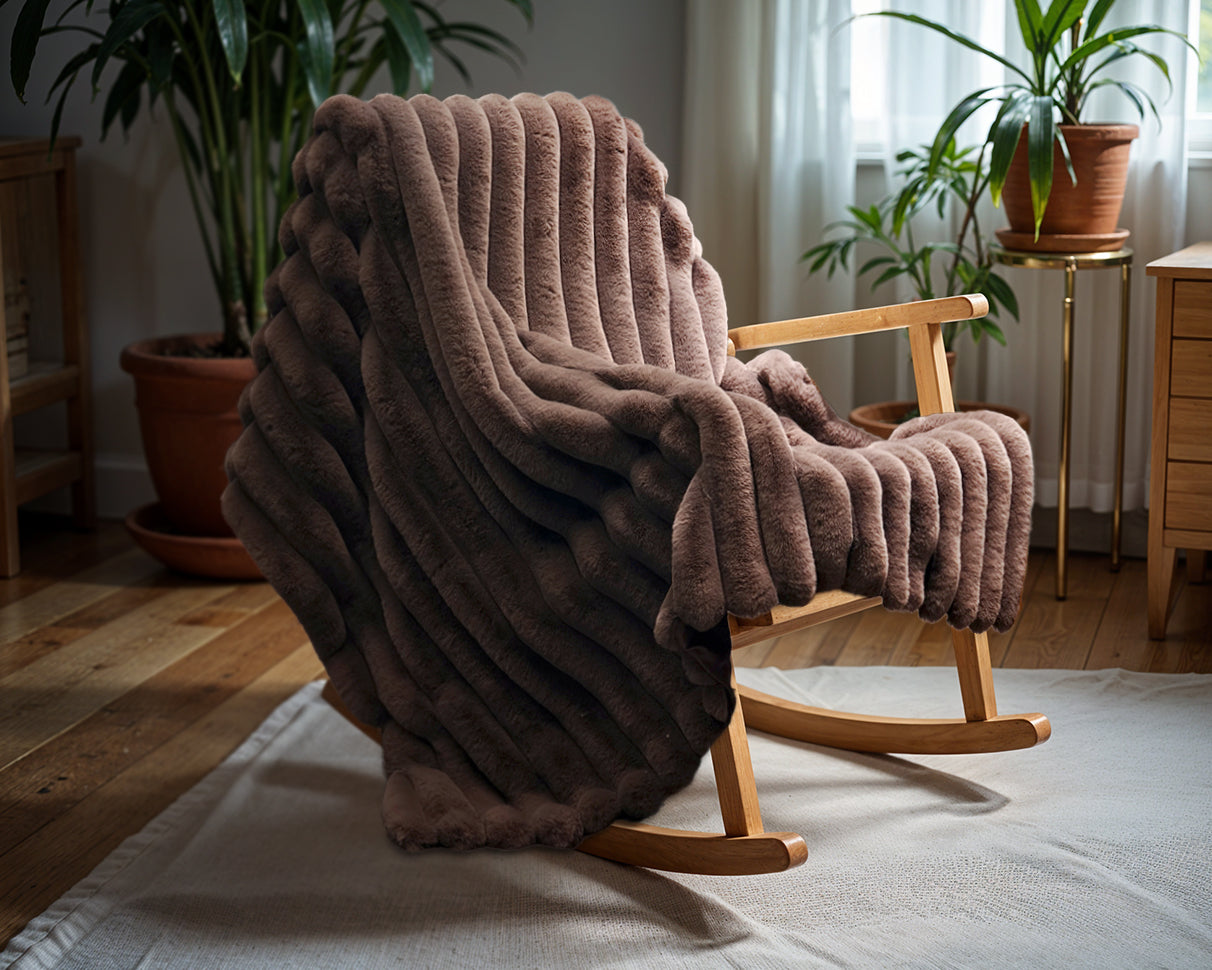 Rib teddy plaid Taupe/Bruin